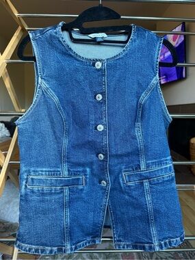 AE Crew Neck Button Up Denim Vest